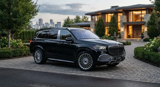 Mercedes-Benz S-Class executive sedan parked curbside with private chauffeur